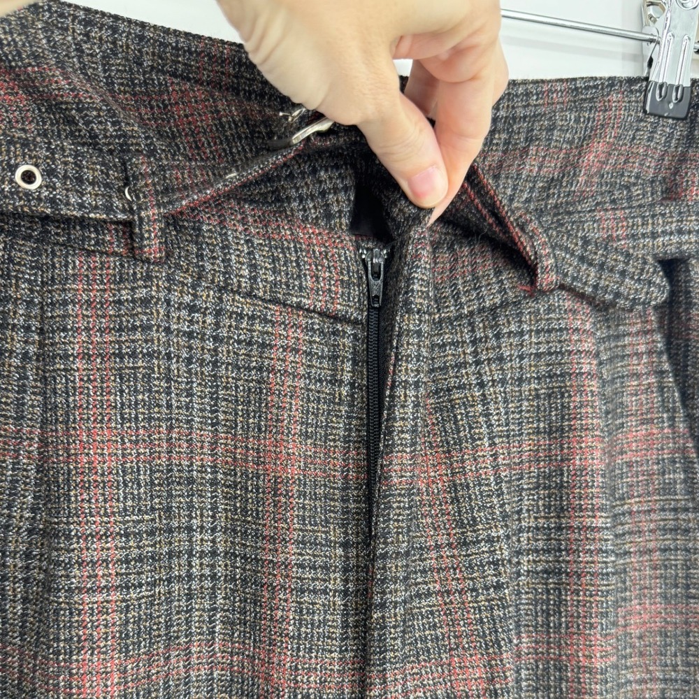 Reformation Belted Wide Leg Trouser Pants 2 Brown Plaid Dark Academia Career - Picture 6 of 12
